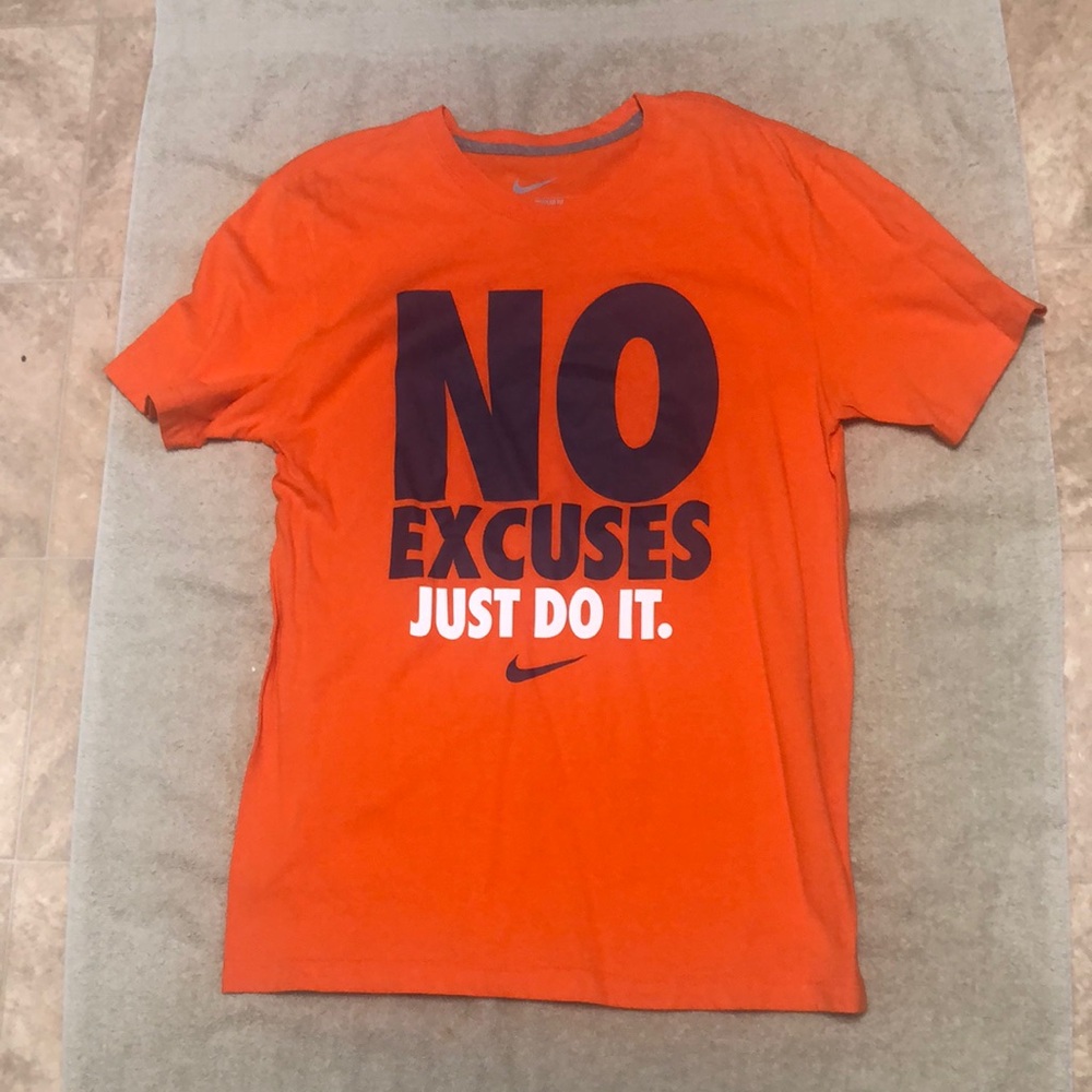 Nike Men's Bold Orange Tee with Motivational Print